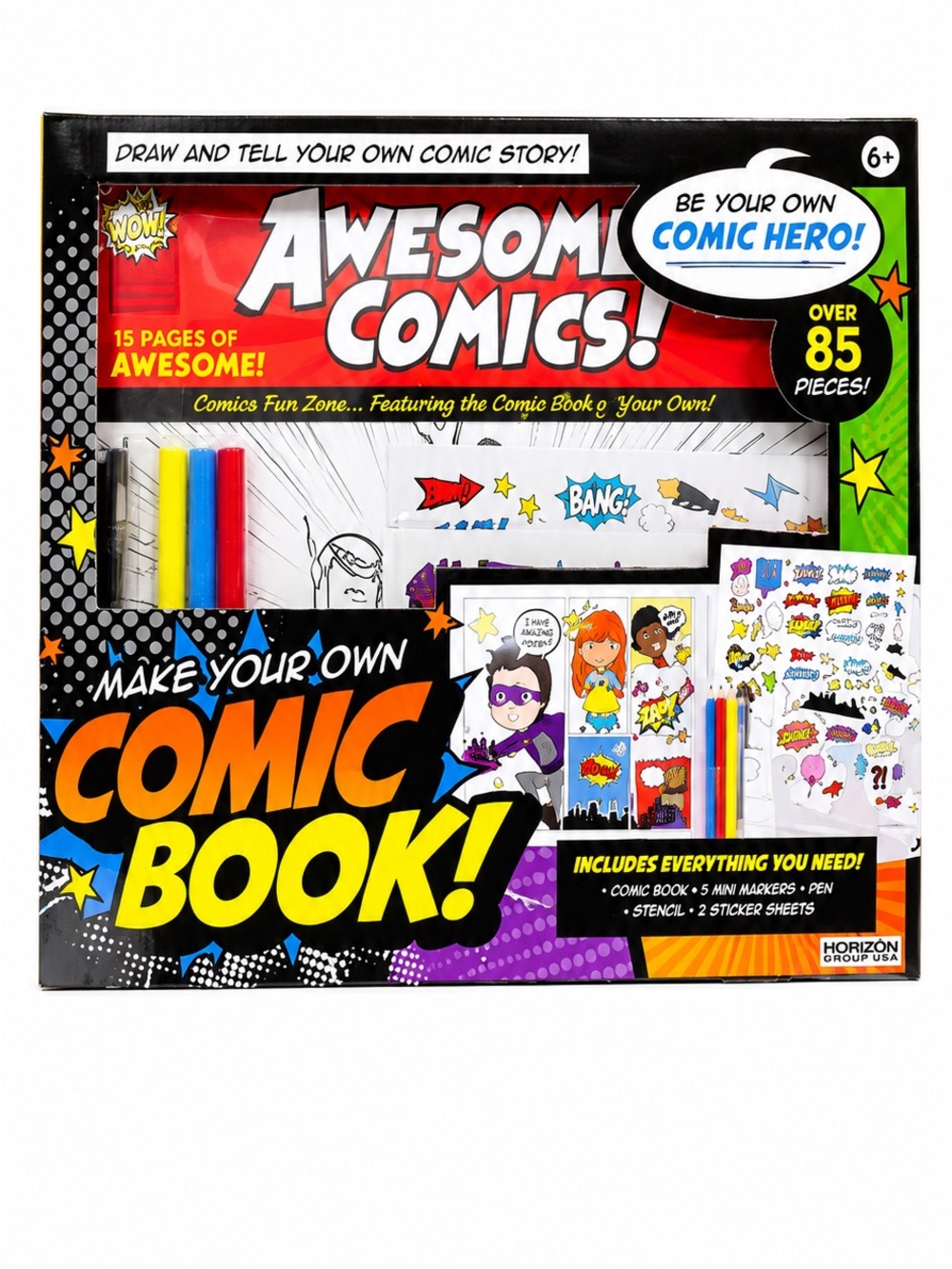 Mine 2 Design Make Your Own Comic Book Kit | 85+Pieces | Arts & Crafts Set | NEW